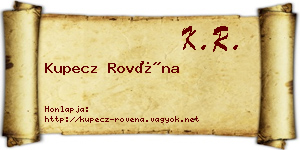 Kupecz Rovéna névjegykártya